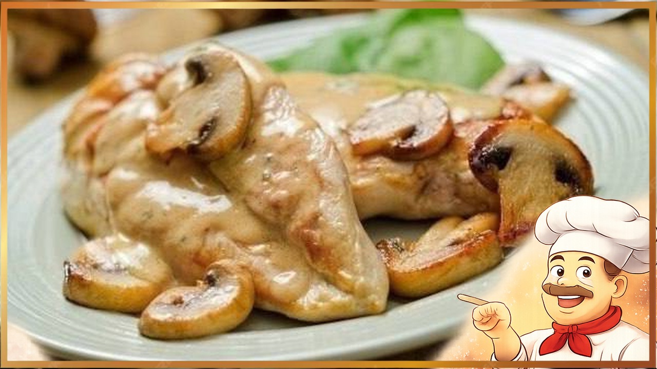 Куриное филе в сливочно-грибном соусе