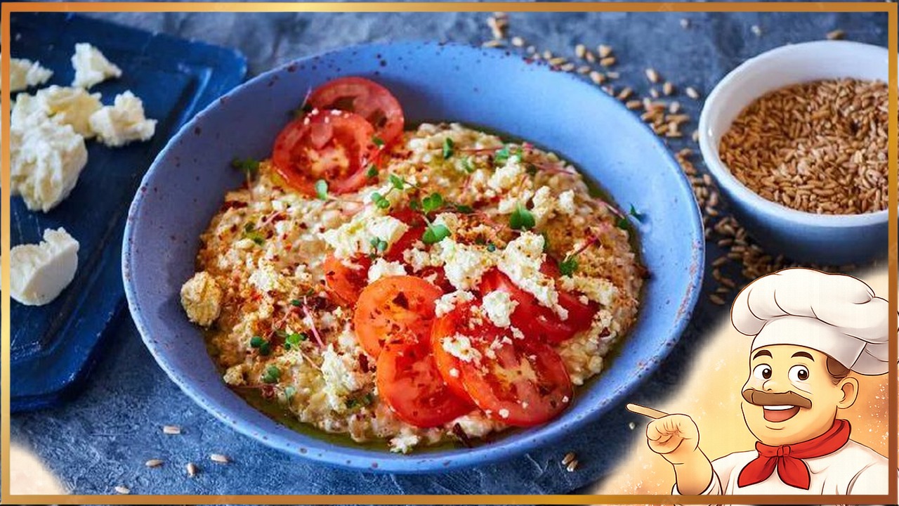 Овсяная каша с сайрой и томатами