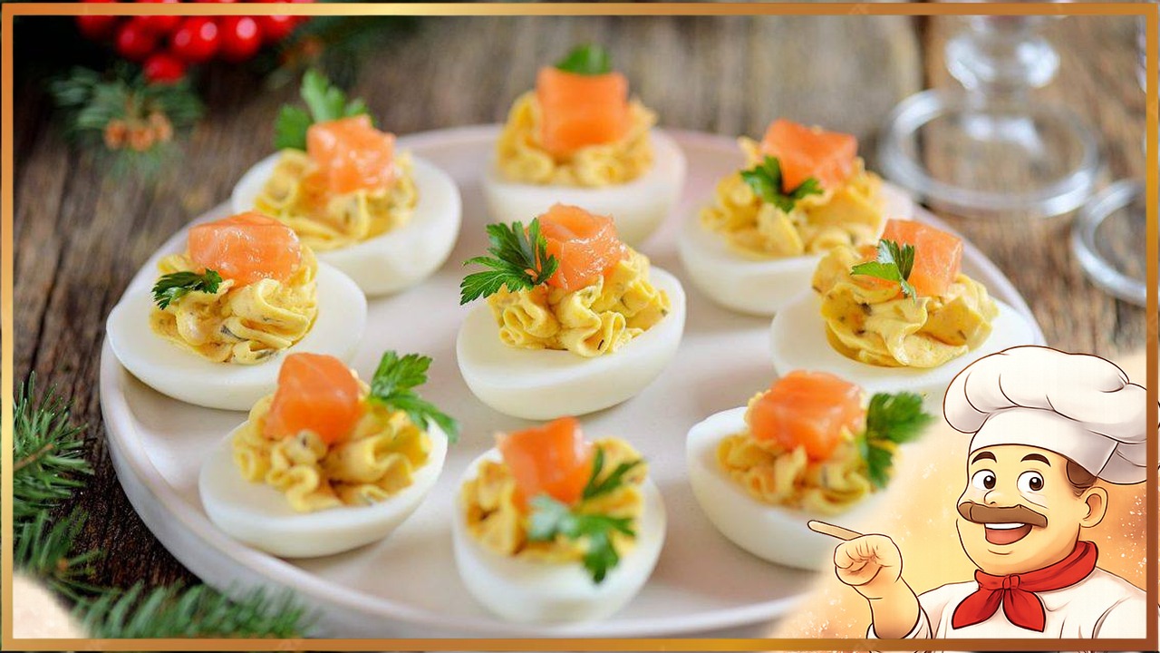 Фаршированные яйца с красной рыбой