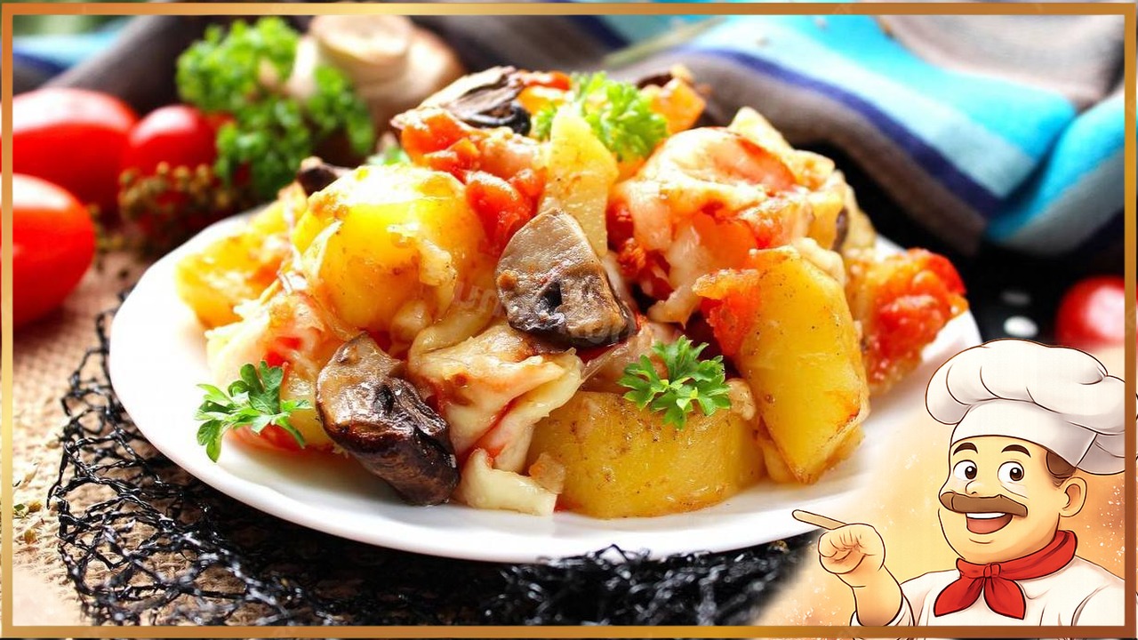 Картошка с грибами и томатами