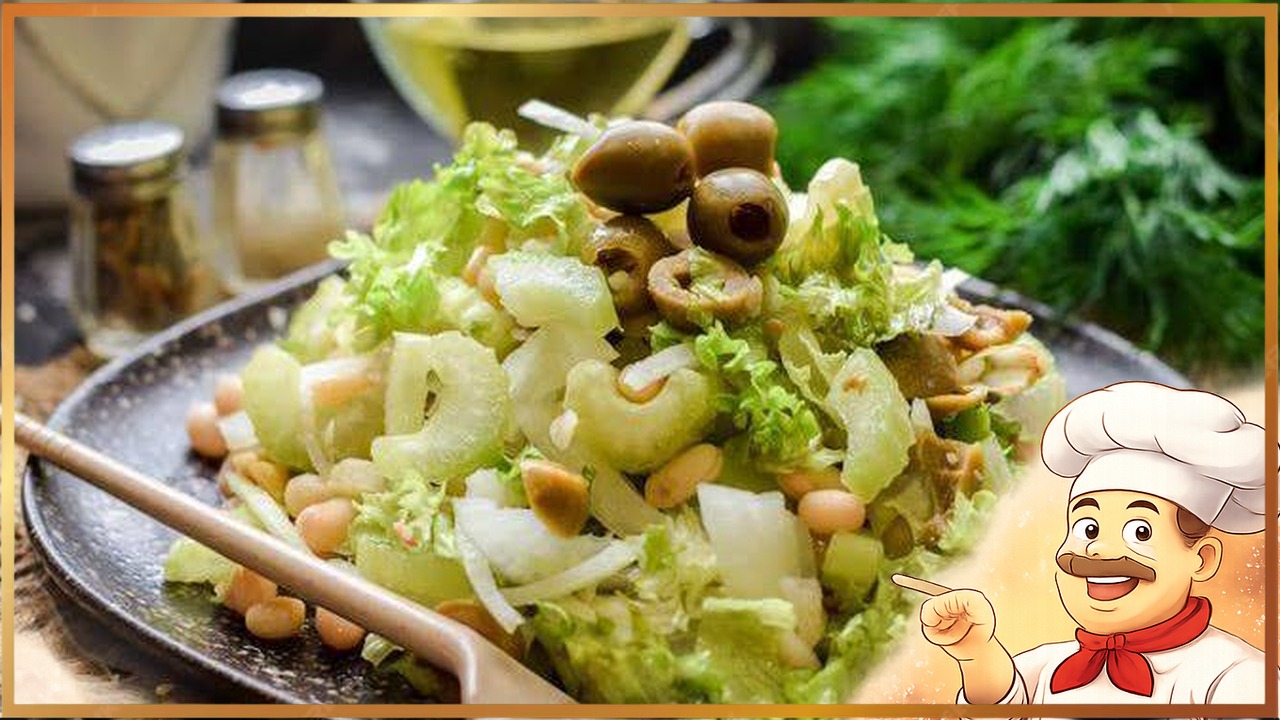 Салат с фасолью и оливками