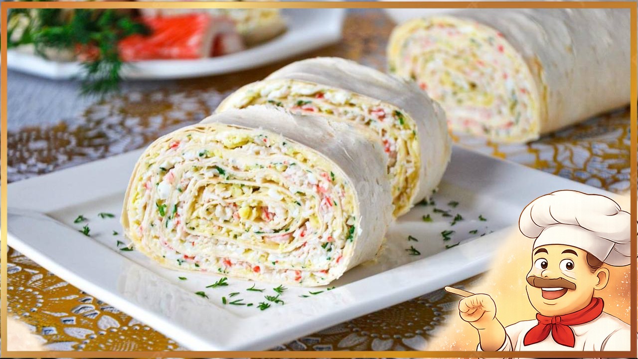 Рулет из лаваша с крабовыми палочками