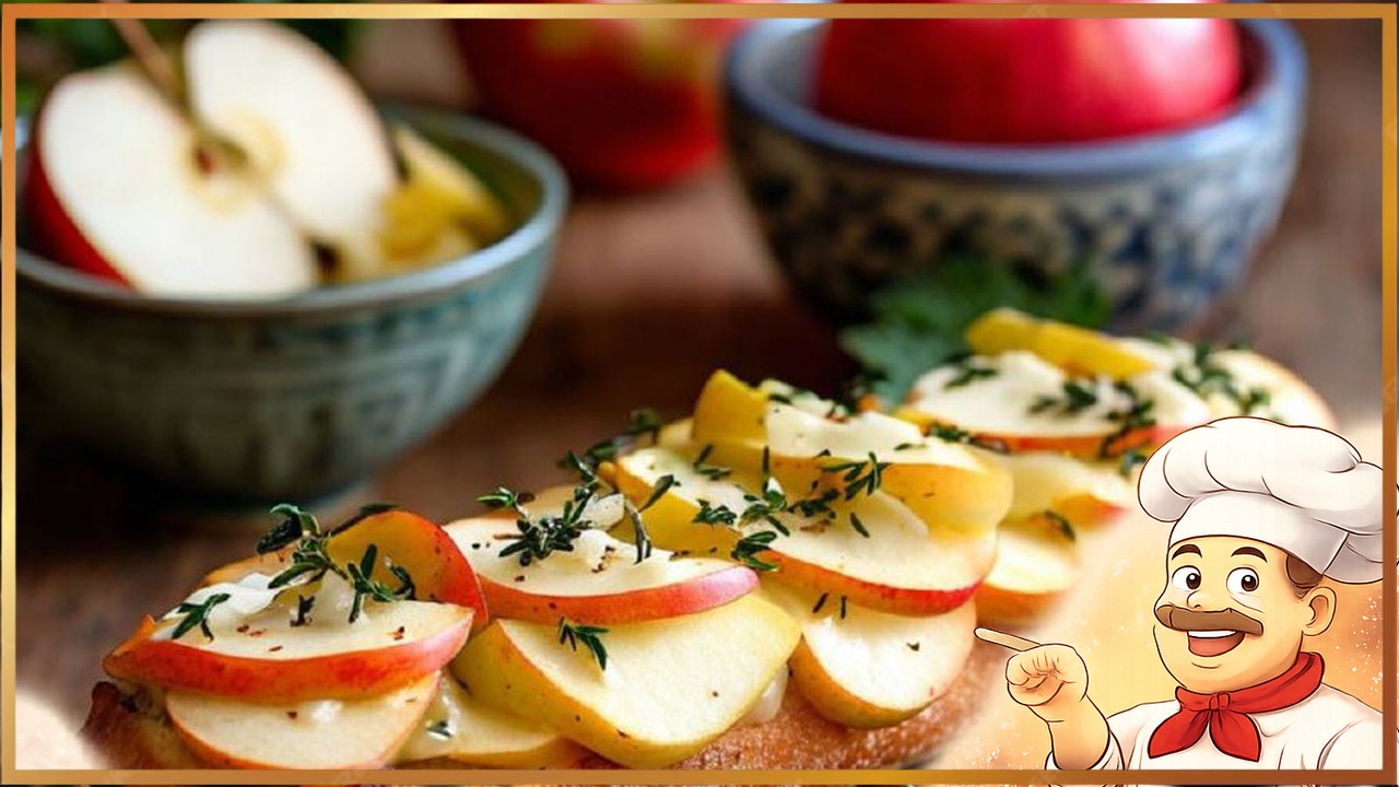 Кростини с яблоками и сыром