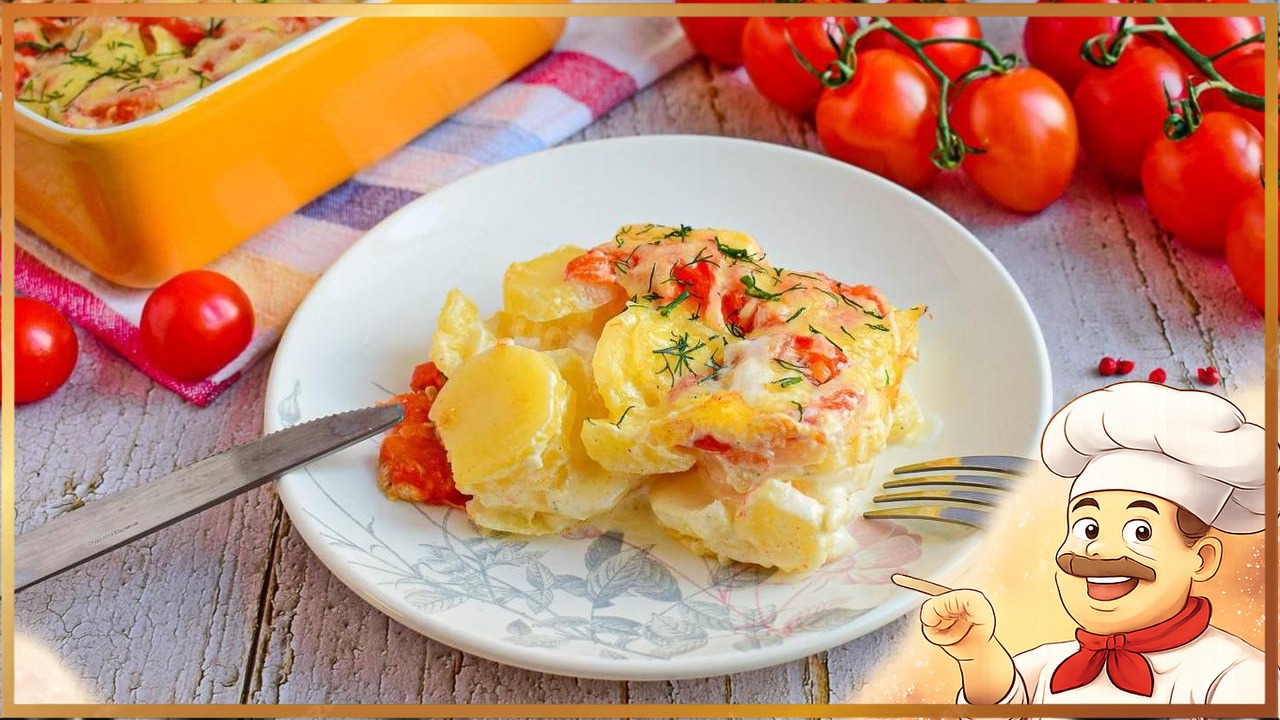 Картофельная запеканка с сыром и помидорами
