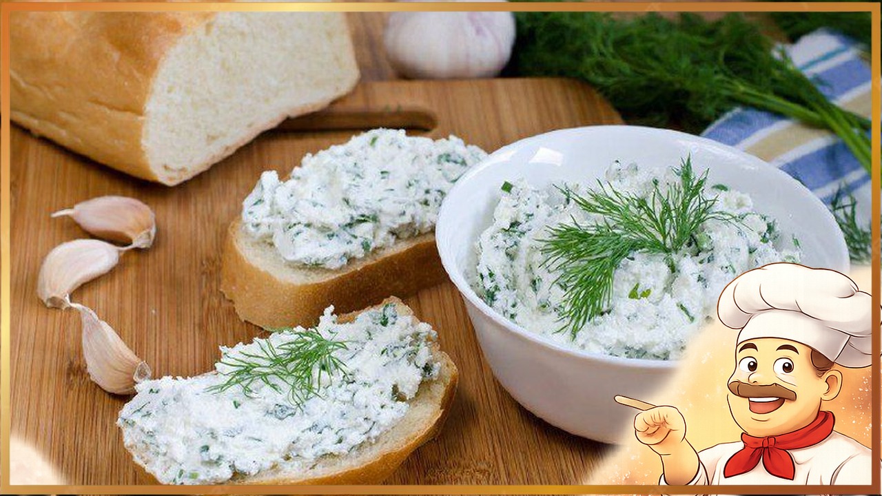 Творог с зеленью и чесноком