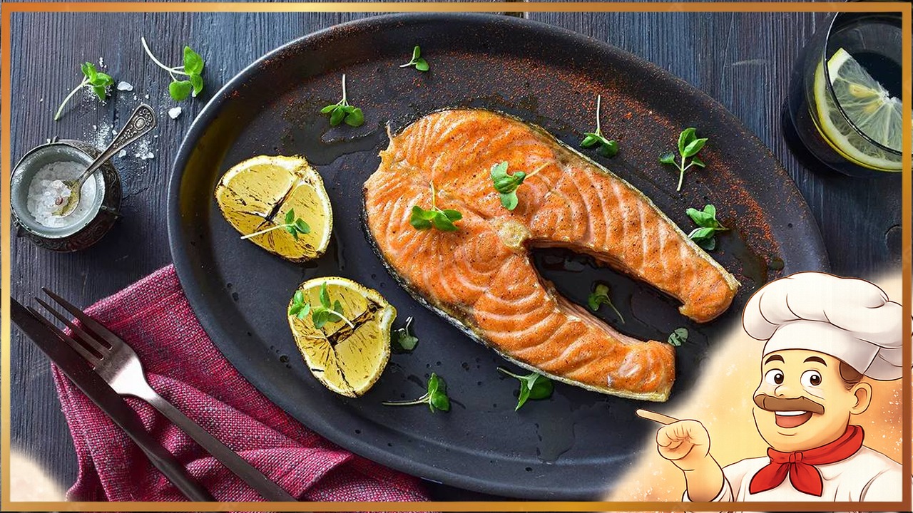 Стейк из красной рыбы с лимонно-медовым соусом