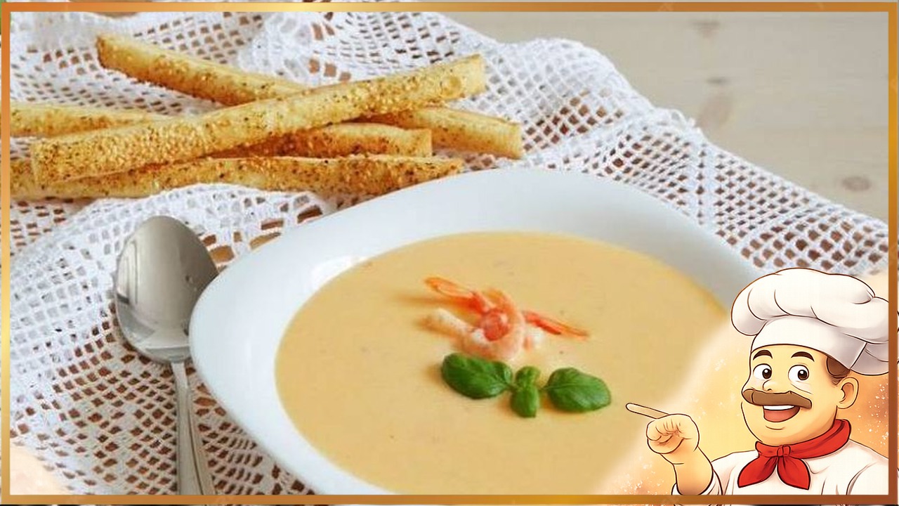 Сырный крем-суп с креветками