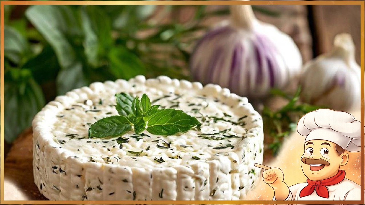 Плавленый сыр из творога с зеленью и чесноком