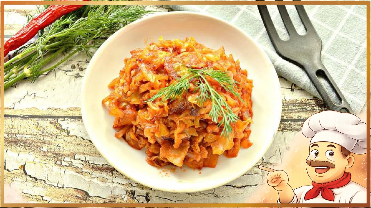 Тушёная капуста с беконом