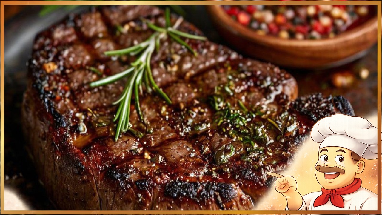 Сочный стейк с розмарином и чесноком