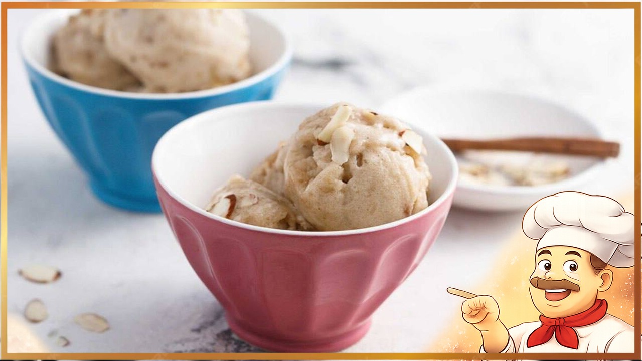 Банановое мороженое с миндальными лепестками