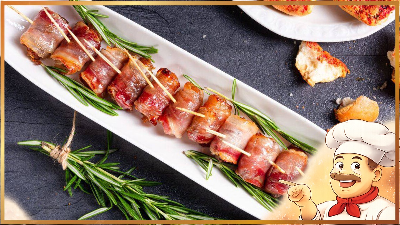 Рулетики с беконом и ананасом