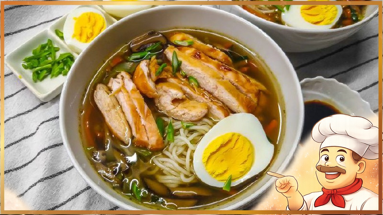 Рамен с курицей и овощами