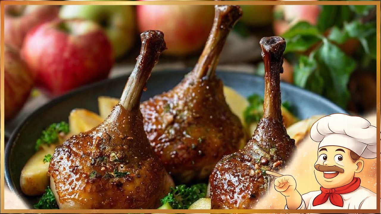 Утиные ножки, запечённые с яблоками