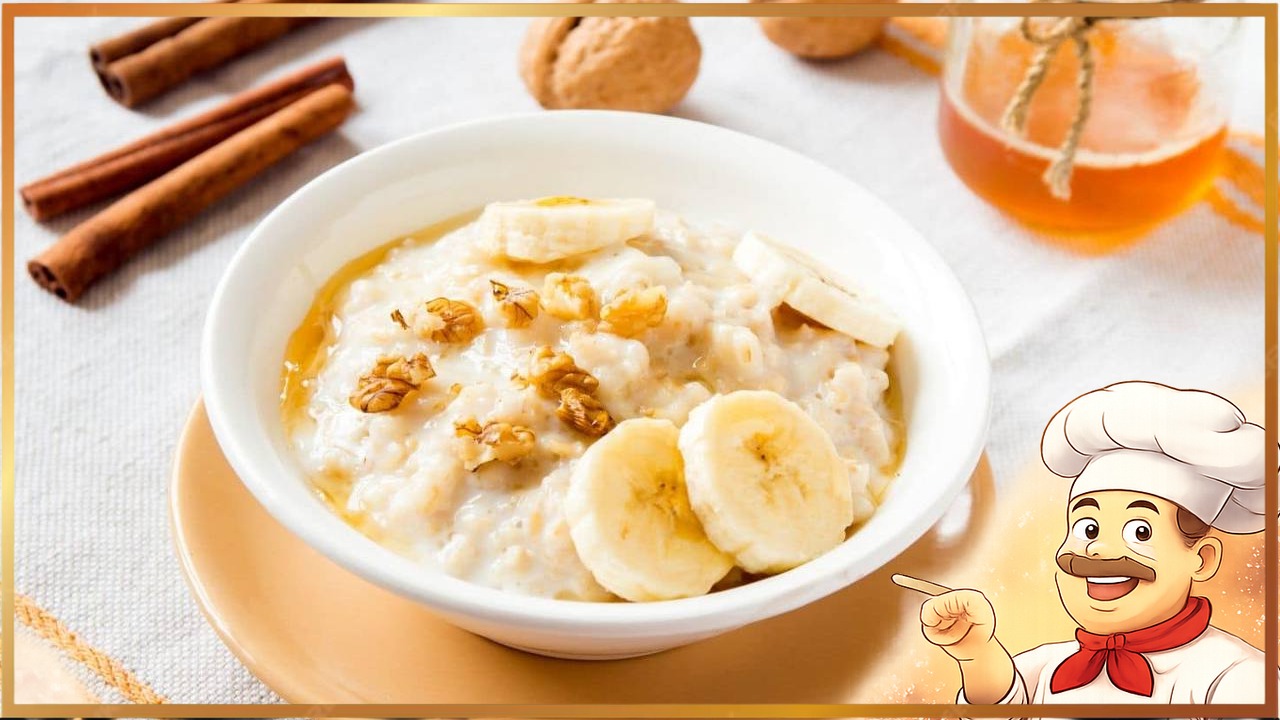 Овсянка с бананом и орехами
