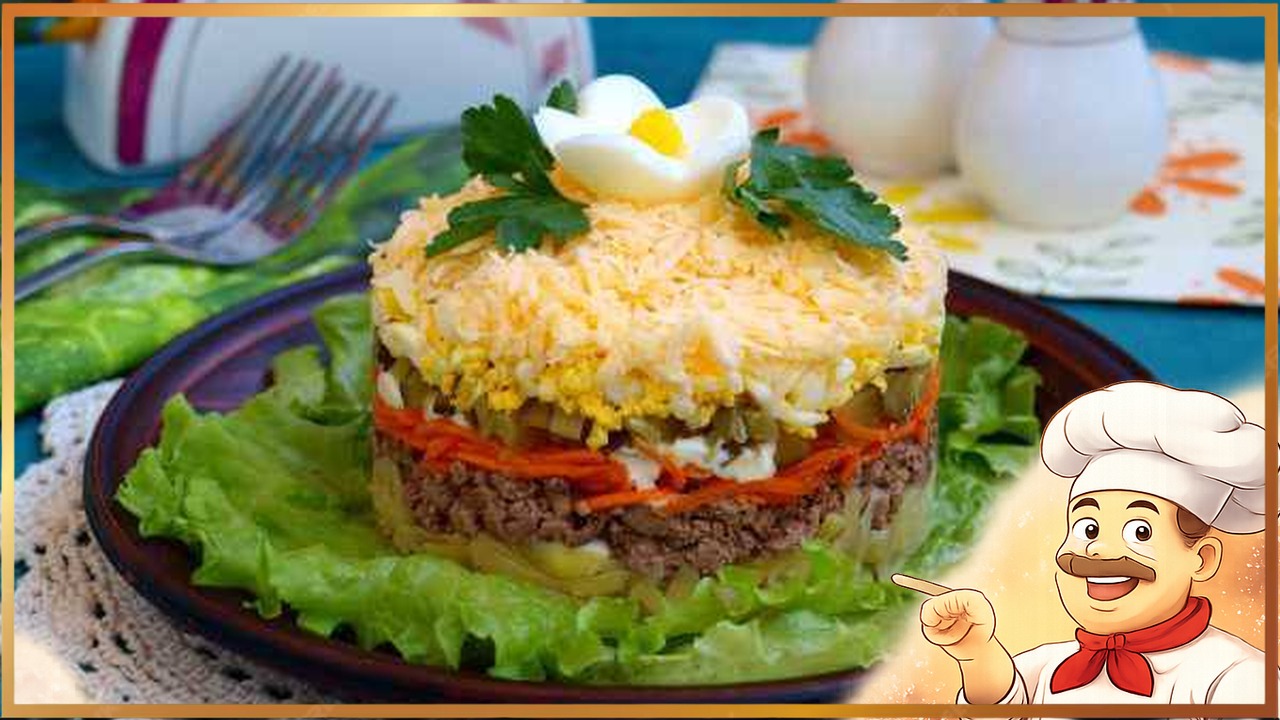 Салат из куриной печени с солёными огурцами