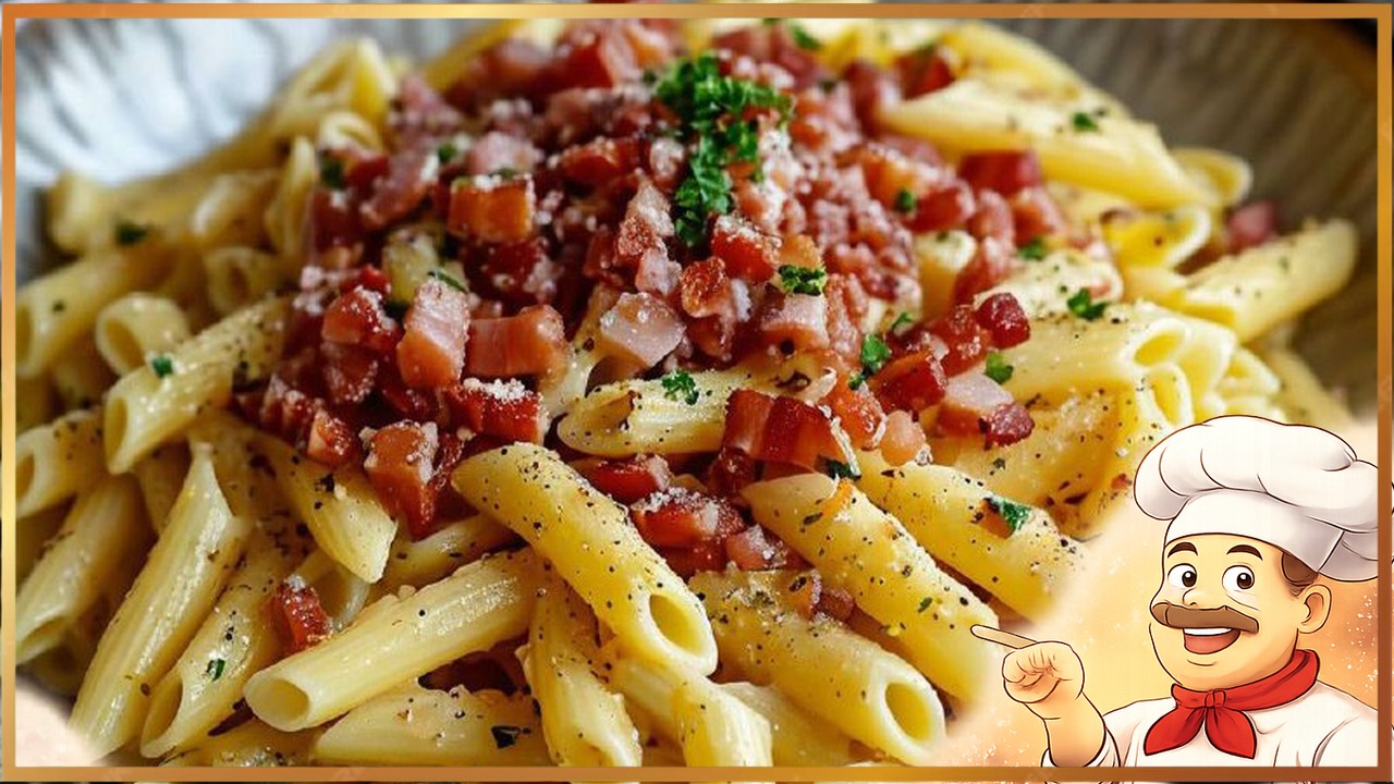 Паста с беконом в сливочном соусе