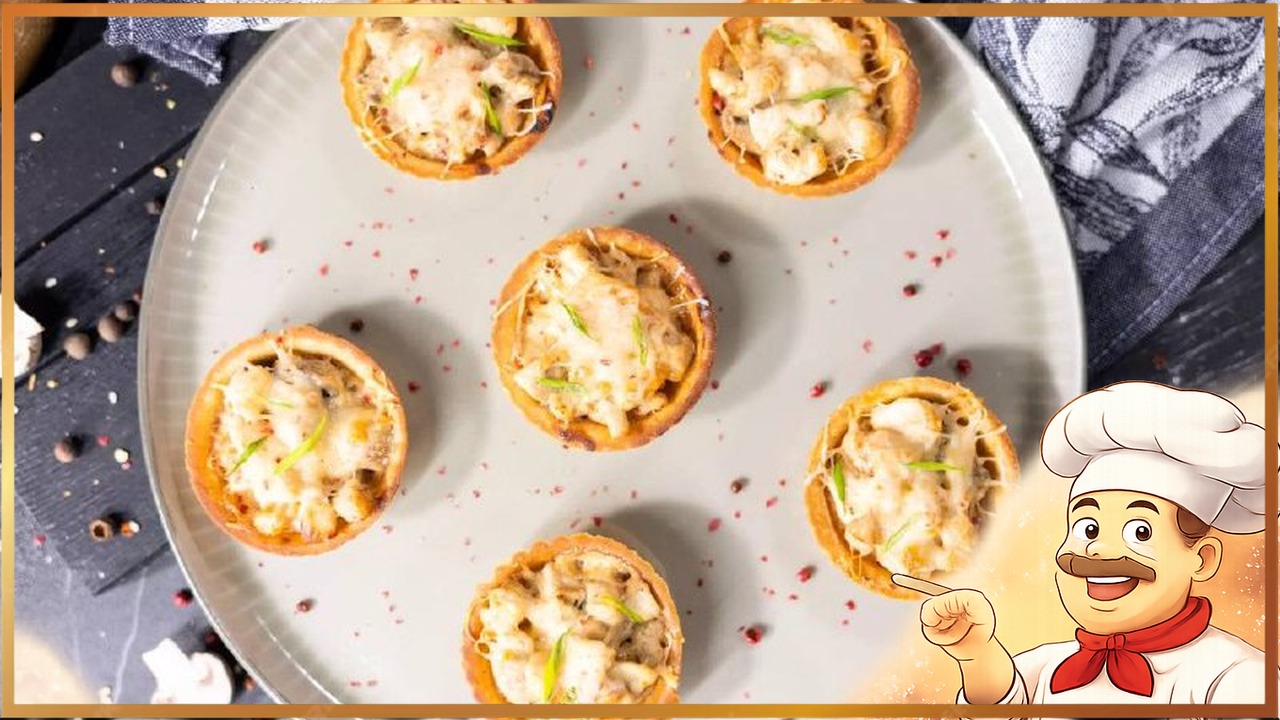 Запеченные тарталетки с грибами и сыром