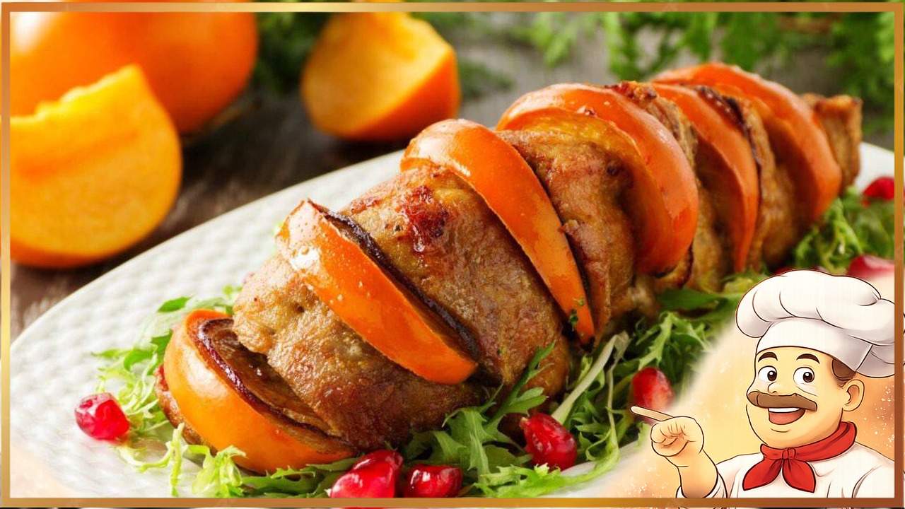 Свиная вырезка, запечённая с хурмой