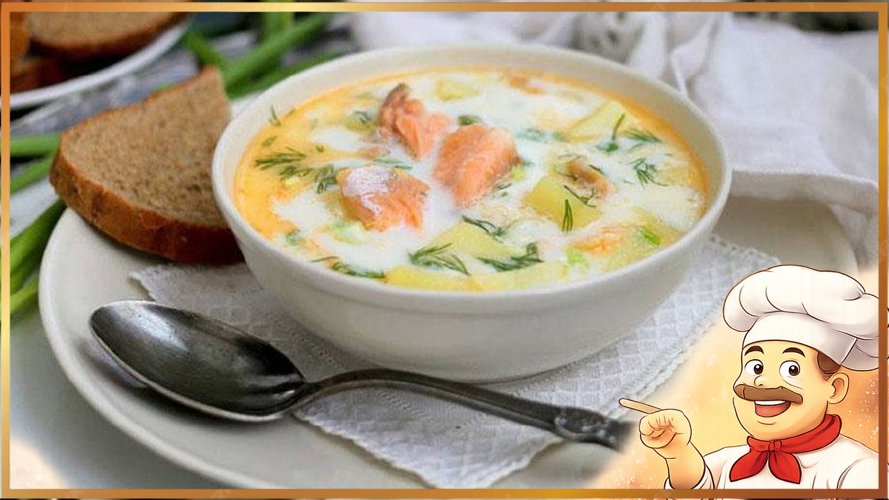 Суп из консервированной горбуши с сыром