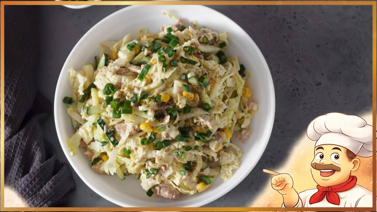 Салат с пекинской капустой и печенью трески