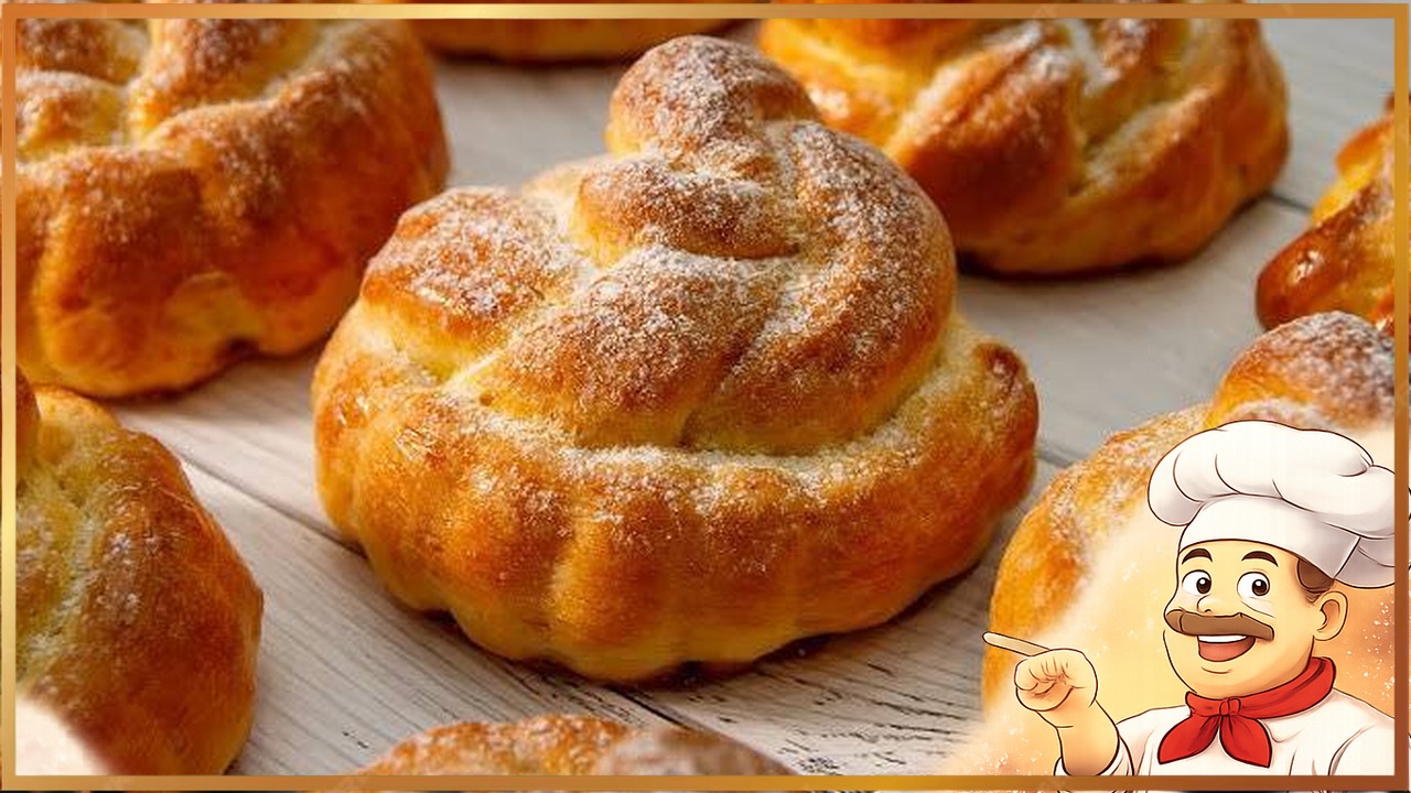 Булочки с сахаром из слоёного теста