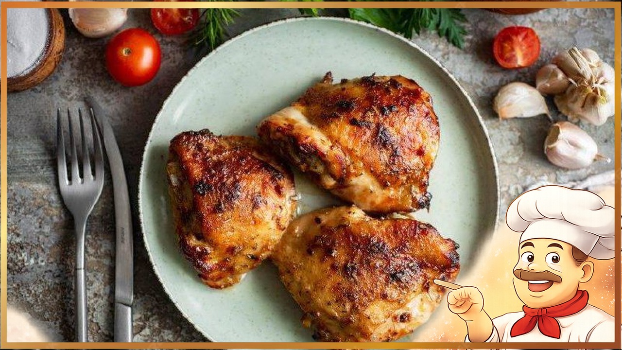 Запечённые куриные бёдра с мёдом, чили и паприкой