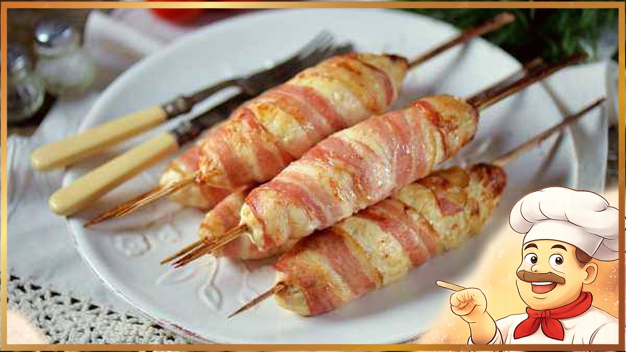 Куриное «эскимо» в беконе
