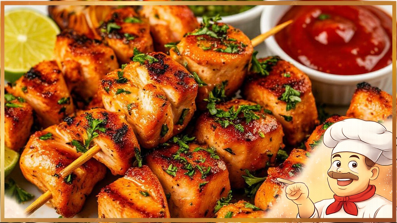 Куриные шашлычки на шпажках