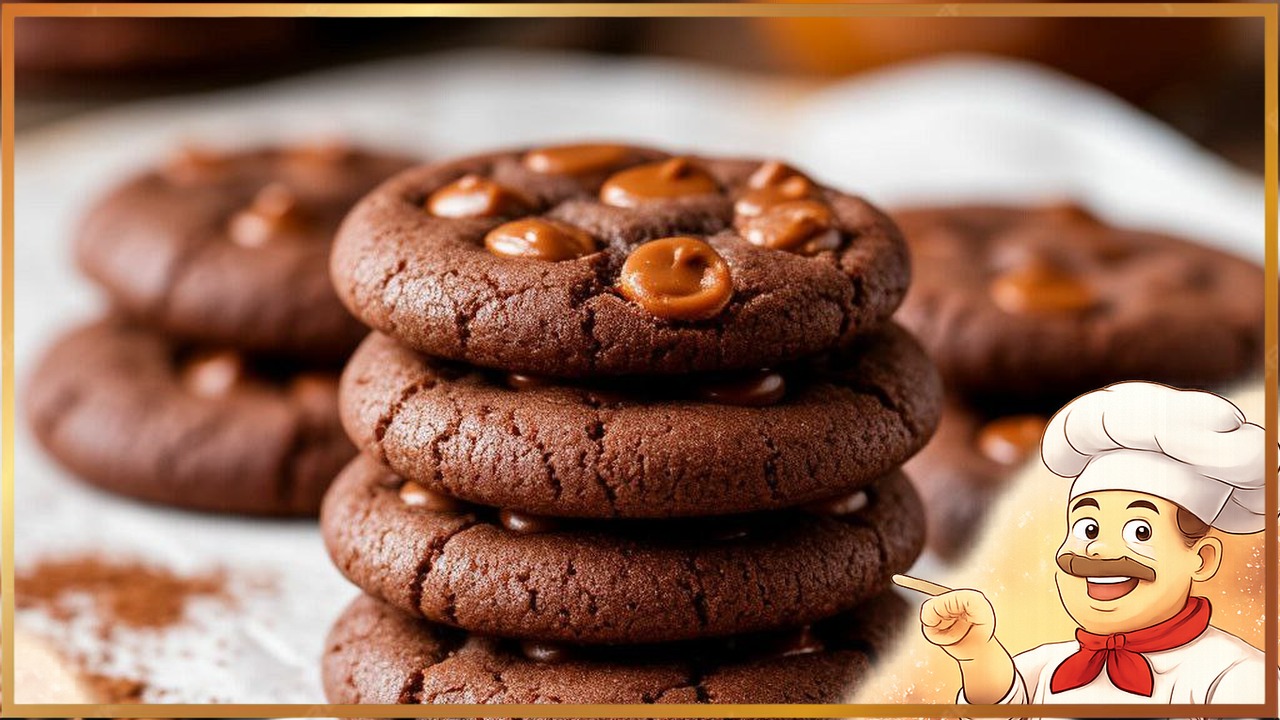 Шоколадное печенье с карамелью