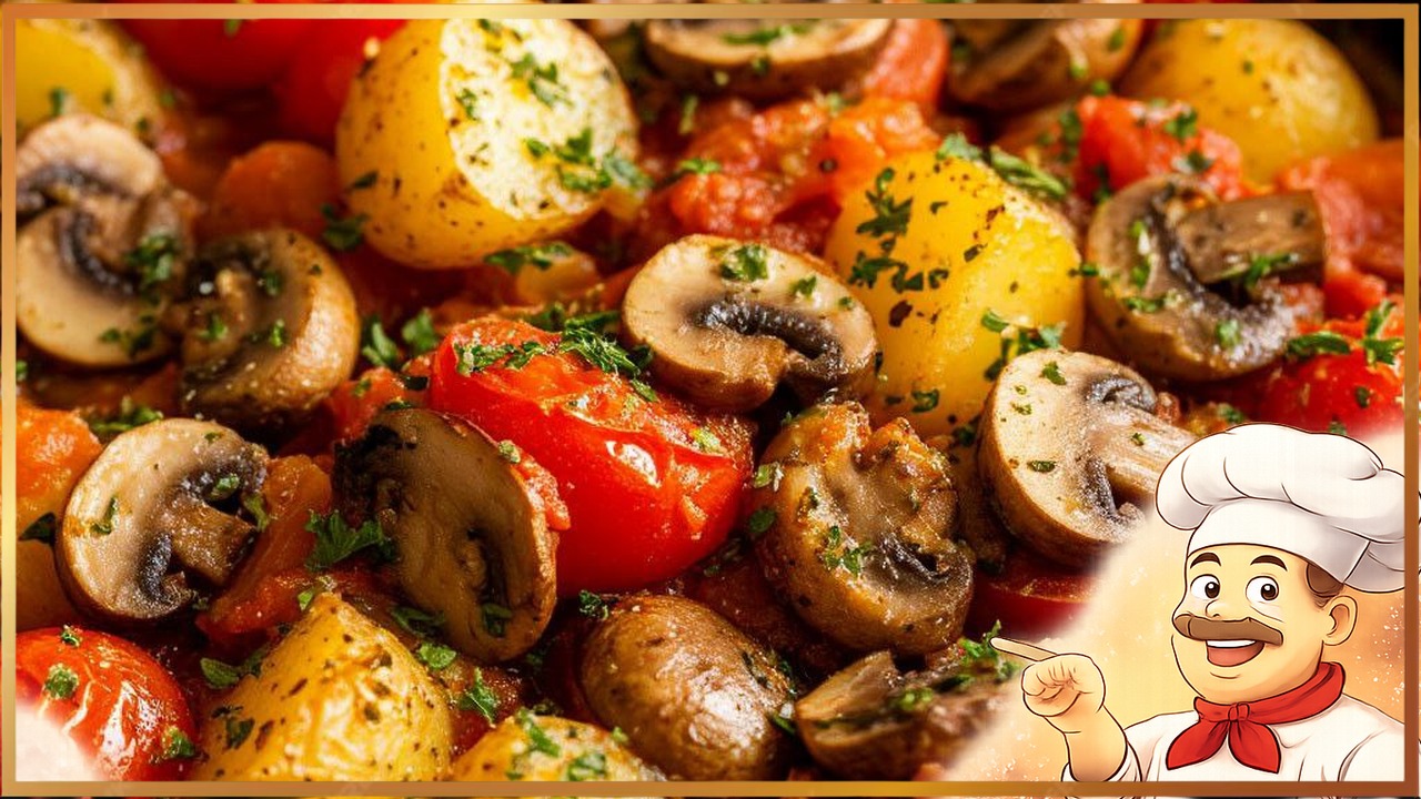 Картошка с грибами и томатами