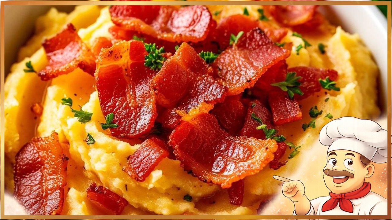 Картофельное пюре с сыром и беконом