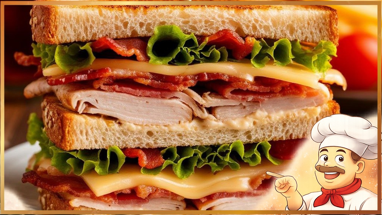 Клаб-сендвич с индейкой, беконом и сыром