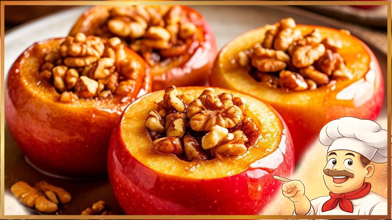 Яблоки с орехами и медом в духовке