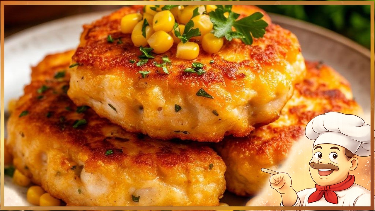 Котлеты из куриной грудки с сыром и кукурузой