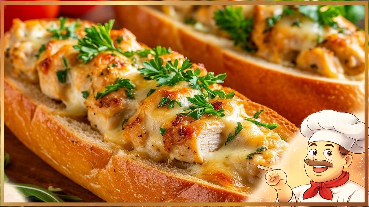 Фаршированный багет с курицей и сыром