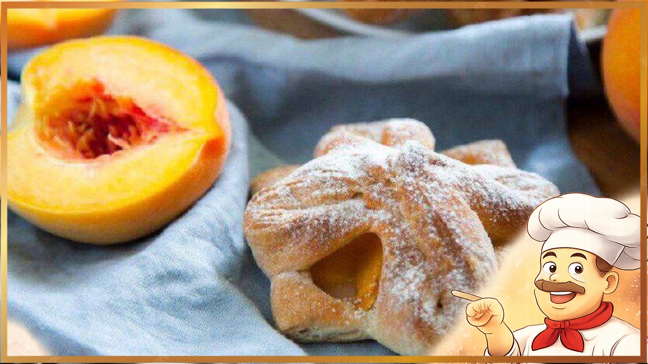 Слоеная выпечка с персиками