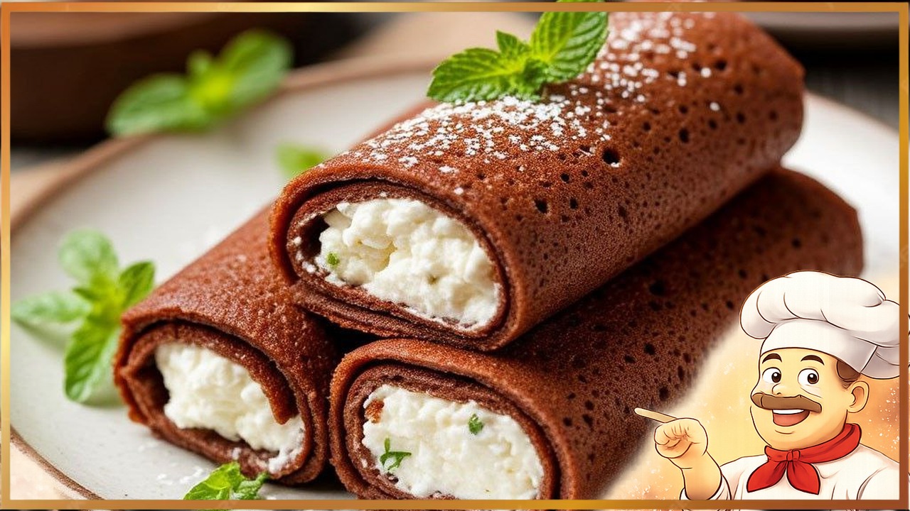 Шоколадные блинчики с творогом