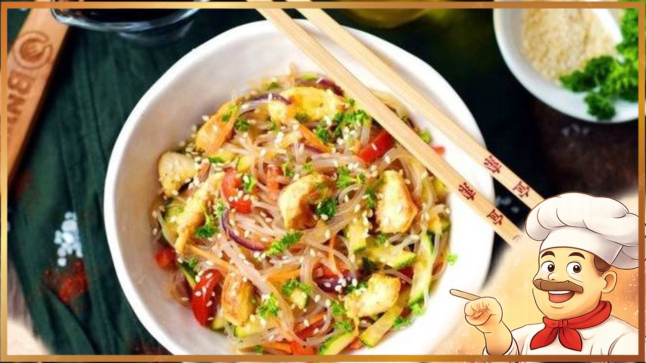 Фунчоза с курицей и овощами