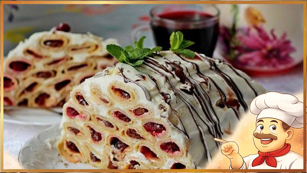 Блинный торт с вишней