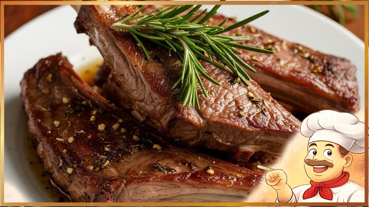 Бараньи рёбра с чесноком и розмарином
