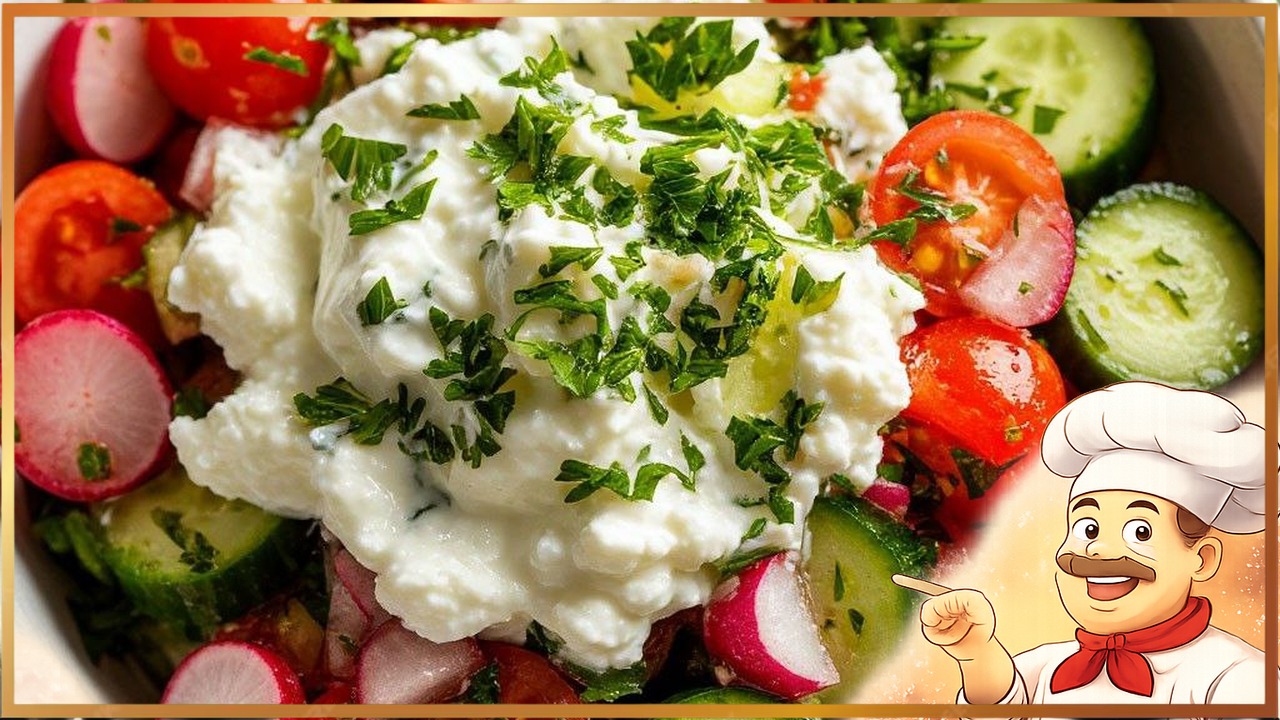 Салат с огурцом, помидорами и редисом