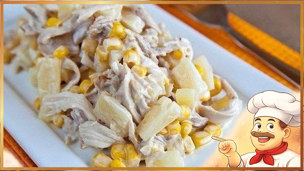 Салат с ананасами и курицей