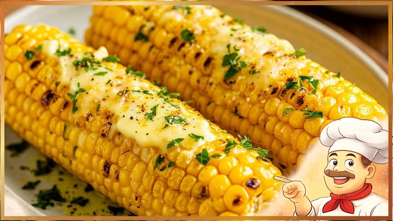 Кукуруза, запечённая с чесноком и сливочным маслом