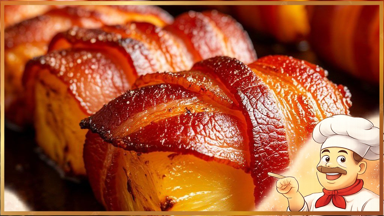 Рулетики с беконом и ананасом