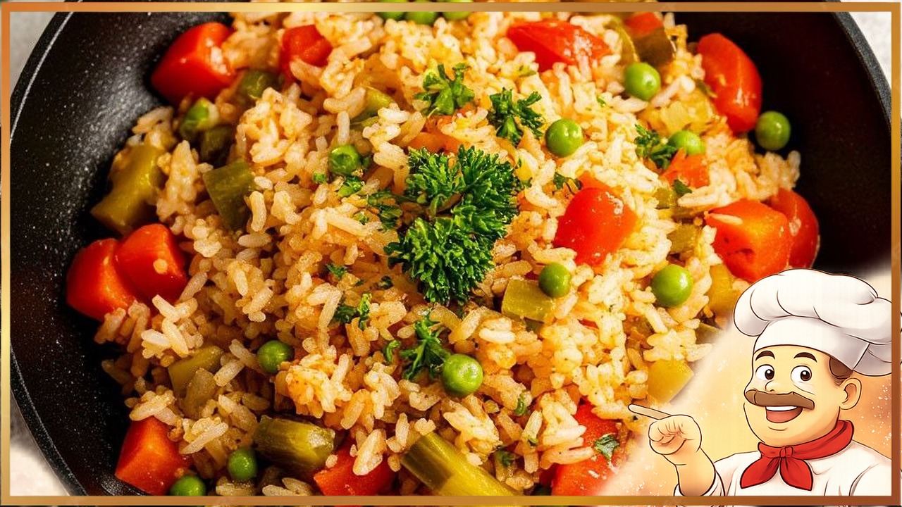 Рис с овощами на сковороде