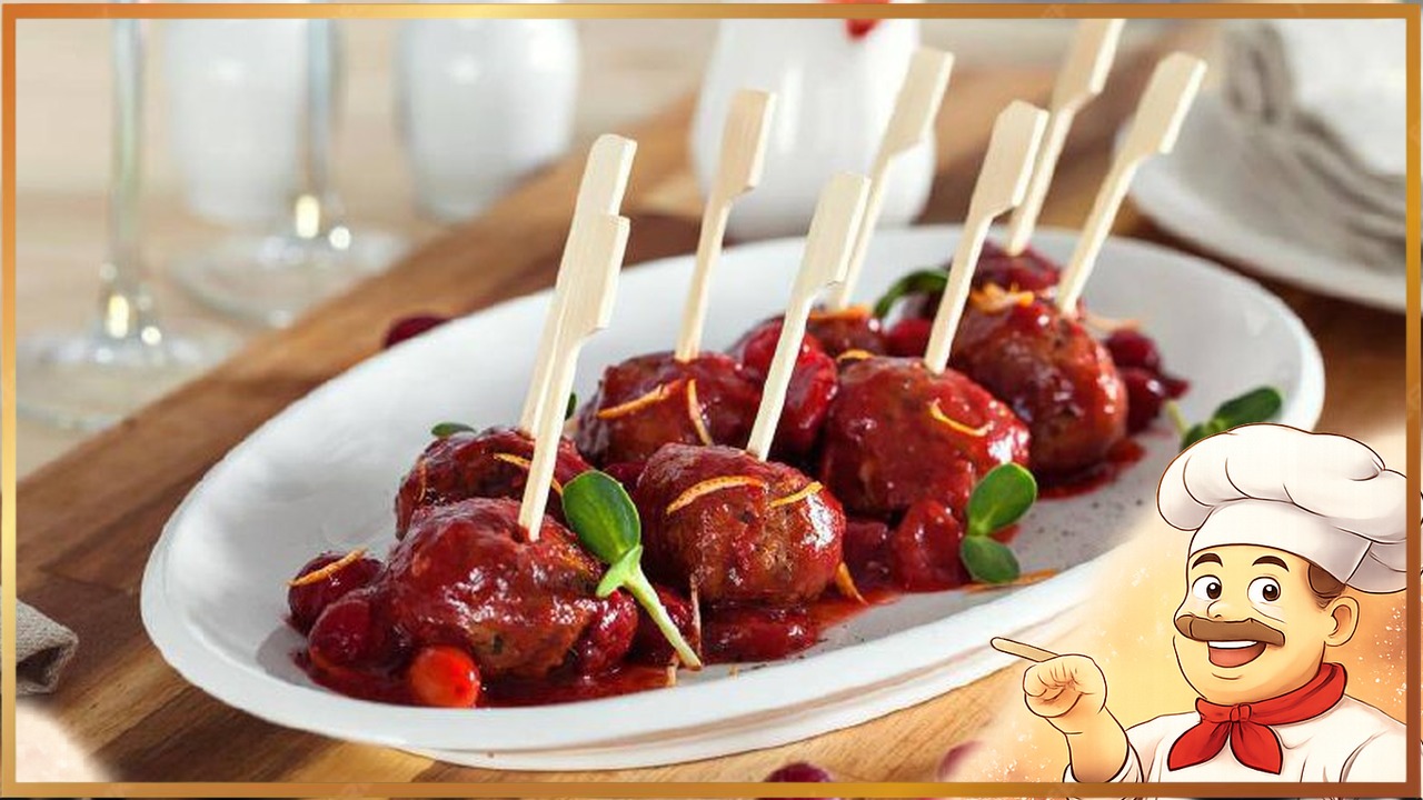 Фрикадельки с клюквенным соусом