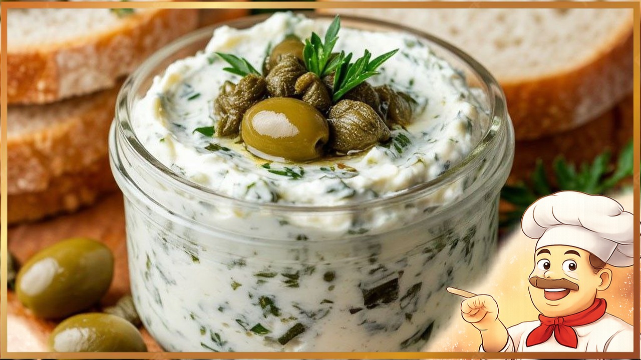 Намазка из творожного сыра с оливками