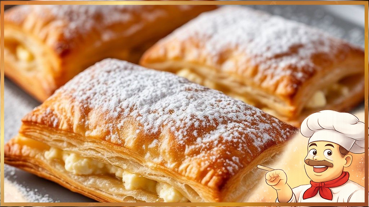 Простые слойки с творогом