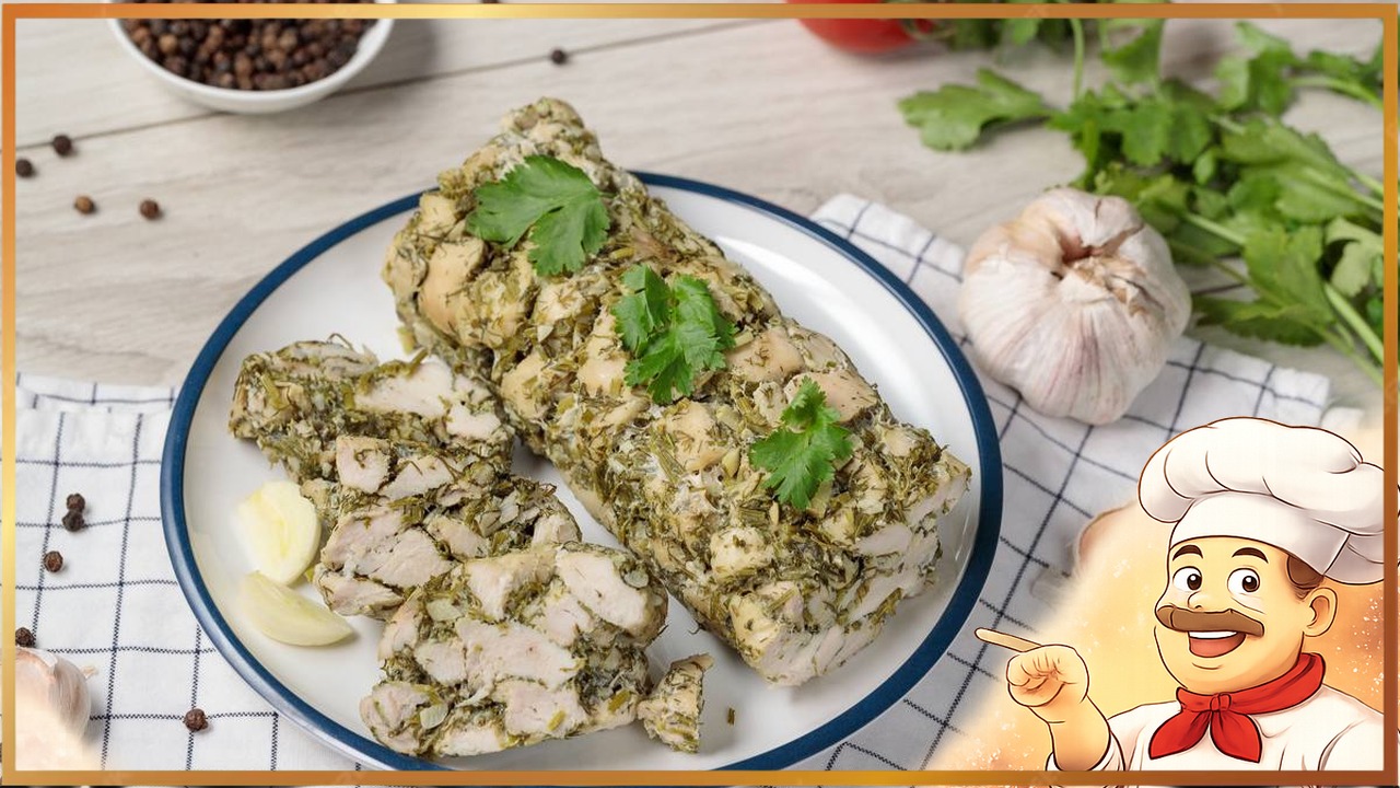 Куриный рулет с зеленью